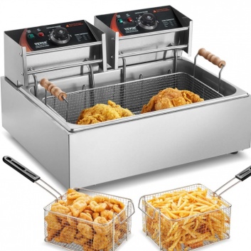 VEVOR  komerciālā  elektriskā  fritēšanas  ierīce  2500 W , 12 l , nerūsējošā  tērauda , ​​uzlabota līdz 200 °C