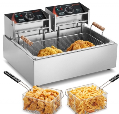 VEVOR  komerciālā  elektriskā  fritēšanas  ierīce  2500 W , 12 l , nerūsējošā  tērauda , ​​uzlabota līdz 200 °C