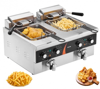 VEVOR  komerciālais  elektriskais  fritieris , 3000 W , dubultā  tvertne , 8,5 l
