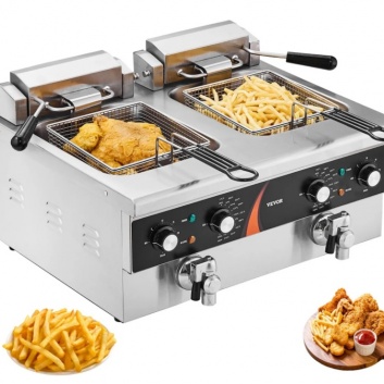 VEVOR  komerciālais  elektriskais  fritieris , 3000 W , dubultā  tvertne , 8,5 l