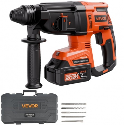 VEVOR  20V SDS-Plus  bezsuku akumulatora  urbmašīnas  komplekts  1200 apgr./min.  4 funkcijas