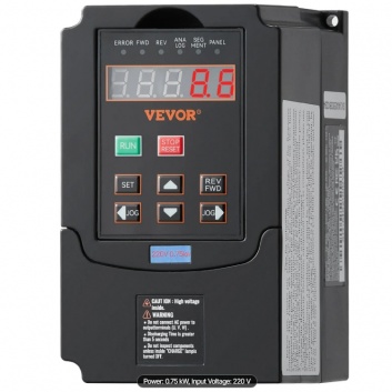 VEVOR  frekvences  pārveidotājs  VFD  0.75kW  1ZS  220V ieeja , 3 fāžu  izeja , 0-400Hz  motoru  ātruma  kontrolei