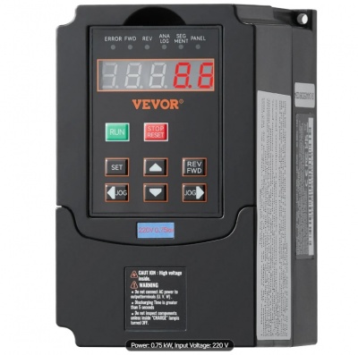 VEVOR  frekvences  pārveidotājs  VFD  0.75kW  1ZS  220V ieeja , 3 fāžu  izeja , 0-400Hz  motoru  ātruma  kontrolei