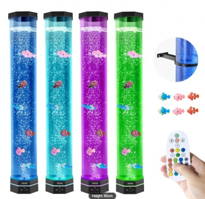 VEVOR  burbuļu  lampa  ar  tālvadības  pulti , Bluetooth  skaļruni  un  krāsainām zivtiņām , 80cm