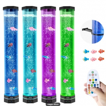 VEVOR  burbuļu  lampa  ar  tālvadības  pulti , Bluetooth  skaļruni  un  krāsainām zivtiņām , 80cm