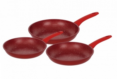 Herzberg  HG-04777: 3 daļu  marmora  pārklājuma  cepšanas  pannu  komplekts  sarkanas  vai  tumši  zilas