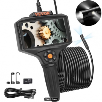 VEVOR  trīskāršās  lēcas  pārbaudes  kamera  ar  gaismu , 12,7 cm  IPS ekrāns , industriālais endoskops , 8x tālummaiņa , 1080P HD