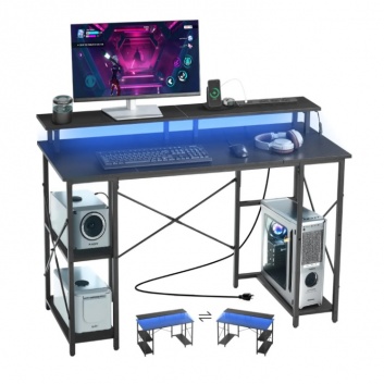 VEVOR  120 cm  datorgalds  ar  viedajām  LED  gaismām  un  strāvas  rozetēm