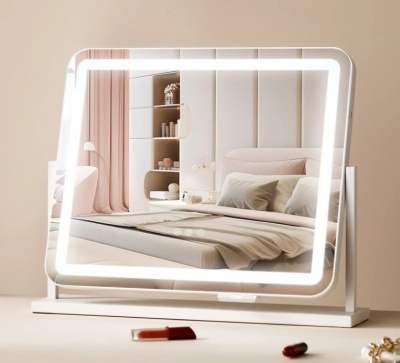 VEVOR  LED  Makeup spogulis  ar  apgaismojumu , trīs  krāsu  apgaismojuma  režīmi  un  5x  palielinājums , USB  ligzda