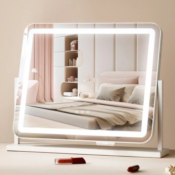 VEVOR  LED  Makeup spogulis  ar  apgaismojumu , trīs  krāsu  apgaismojuma  režīmi  un  5x  palielinājums , USB  ligzda