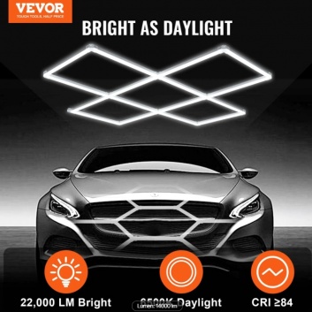 VEVOR  LED  22000LM , 6500K , 5 režģu  sistēmas  kvadrātveida  garāžas  griestu  apgaismojums