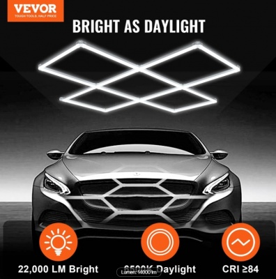 VEVOR  LED  22000LM , 6500K , 5 režģu  sistēmas  kvadrātveida  garāžas  griestu  apgaismojums