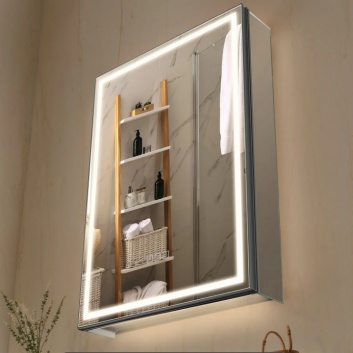 VEVOR LED apgaismots  medicīnas  skapītis  ar  spoguli, 50 x 70 cm , iebūvējams  vai  stiprināms  pie  sienas, 3 krāsas  ar  regulējamu  spilgtumu