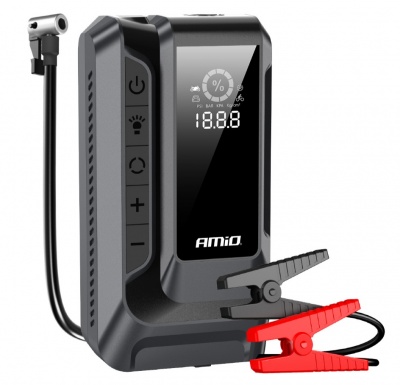 Pārnēsājams  4  vienā  būsteris /LED/ gaisa  kompresors /ārējais  akumulators , 12 V , 12 Ah , 1600 A-Amio 04677