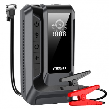 Pārnēsājams  4  vienā  būsteris /LED/ gaisa  kompresors /ārējais  akumulators , 12 V , 12 Ah , 1600 A-Amio 04677