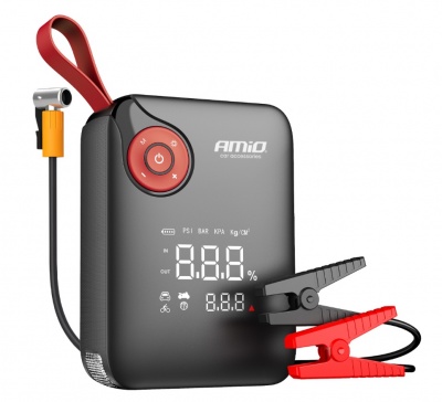 Pārnēsājams  mini  4in1  būsteris /LED /gaisa  kompresors , ārējais  akumulators , 12V , 7,2Ah , 600A-Amio 04675