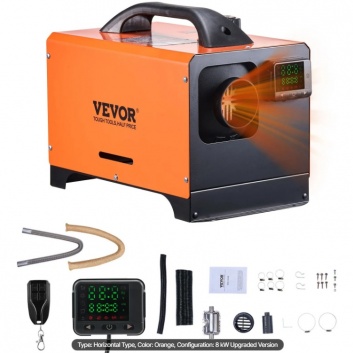 VEVOR  dīzeļa  gaisa sildītājs , 8 kW  DC12-24V , ātri  uzsildāms  dīzeļa sildītājs  ar tālvadības  pulti  un  kvadrātveida  krāsu  digitālo  displeju