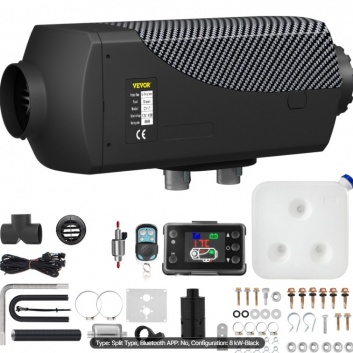 VEVOR 12 V , 8 kW  dīzeļa  gaisa  sildītājs  ar  LCD  slēdzi,  tālvadības  pulti  un  citu  piederumu  komplekts, 12 V , 8 kW