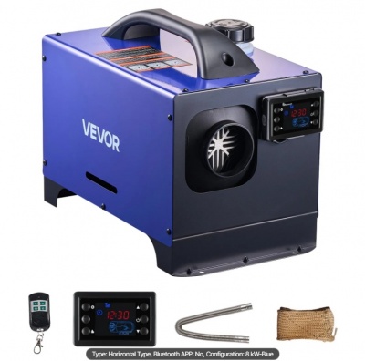 VEVOR  8KW , DC 12V/24V ,  pārnēsājams  dīzeļdegvielas  gaisa  sildītājs  ar  tālvadības  pulti  un  LCD  displeju , ātra  uzsilšana , zems  trokšņa  līmenis, 5 l