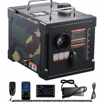 VEVOR  dīzeļdegvielas  sildītājs  8 kW,  DC 12V/24V , ar  Bluetooth  lietotnes  vadību , tālvadības  pulti un LCD ekrānu , 7 l  degvielas  tvertne