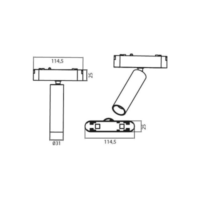 Luxo  LED  lampa  48V , 7W , 4000K  punkta  gaisma 36° , melna