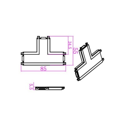 Luxo  48V  virsmas  montāžas  sliedes  savienotājs  T tips , balts