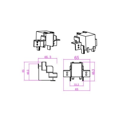 Luxo  48 V  savienotājs , iebūvējamai  sliedei , leņķa  tipa , melns
