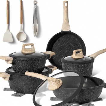 Just  Perfecto  JL-889: 14 daļu  granīta  virtuves  piederumu  komplekts - melns