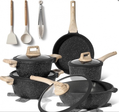 Just  Perfecto  JL-889: 14 daļu  granīta  virtuves  piederumu  komplekts - melns