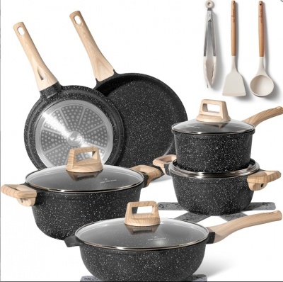 Just  Perfecto  JL-789: 15 daļu  granīta  virtuves  piederumu  komplekts - melns