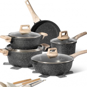 Just  Perfecto  JL-778: 14 daļu  granīta  virtuves  piederumu  komplekts - melns