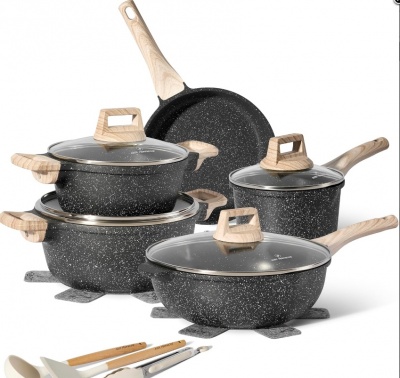 Just  Perfecto  JL-778: 14 daļu  granīta  virtuves  piederumu  komplekts - melns