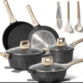 Just  Perfecto  JL-32: 13 daļu  granīta  virtuves  piederumu  komplekts - melns