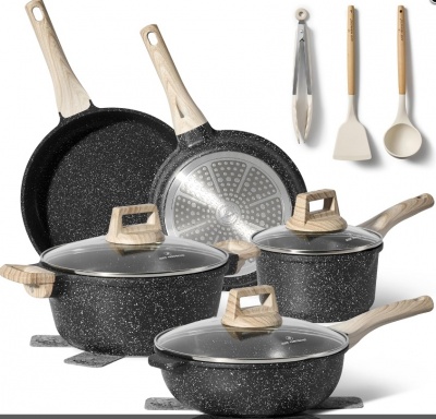 Just  Perfecto  JL-32: 13 daļu  granīta  virtuves  piederumu  komplekts - melns