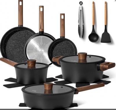 Just  Perfecto JL-111: 15 daļu  granīta  virtuves  piederumu  komplekts - melns