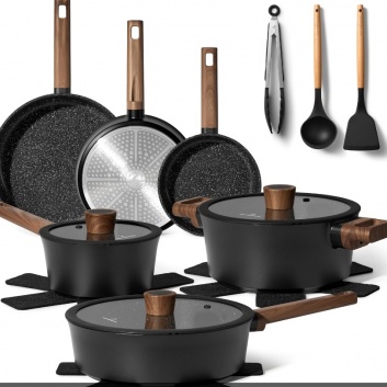 Just  Perfecto JL-111: 15 daļu  granīta  virtuves  piederumu  komplekts - melns