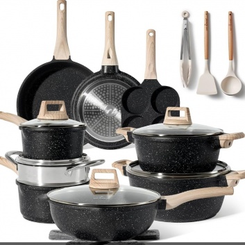 Just  Perfecto  JL-722: 21 daļas  granīta  virtuves  piederumu  komplekts - melns