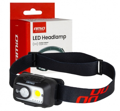 Uzlādējams  galvas  lukturis  ar  kustības  sensoru  XPG+COB , 1800mAh