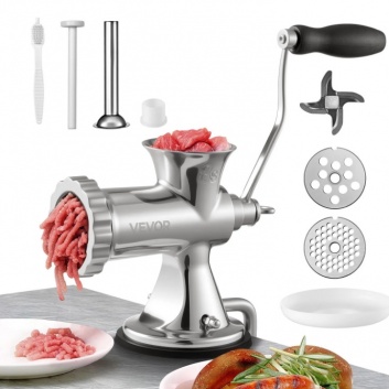 VEVOR  304  nerūsējošā  tērauda  rokas  gaļas  maļamā  mašīna  ar  piesūcekni + tērauda  galda  skavu
