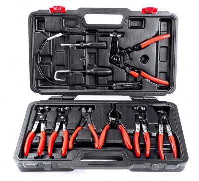 Šļūteņu  skavu  knaibļu  komplekts  kastē, 9 gab.