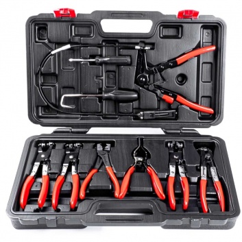 Šļūteņu  skavu  knaibļu  komplekts  kastē, 9 gab.