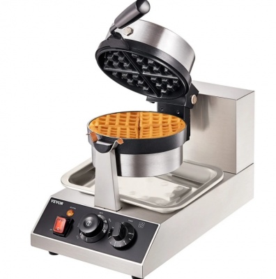 VEVOR  komerciālā  apaļā  vafeļu  panna , 1300W  rotējoša , ar  nepiedegošu  pārklājumu , 220V