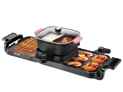 VEVOR  karstais  katls  ar  grilu, 2300 W  2-in-1  elektriskais  bezdūmu  grils  un  karstais  katls