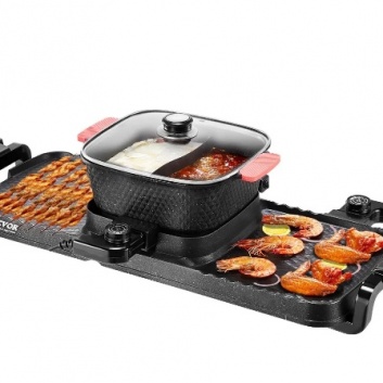 VEVOR  karstais  katls  ar  grilu, 2300 W  2-in-1  elektriskais  bezdūmu  grils  un  karstais  katls