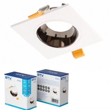 ARIES  IP20  GU10  gaismekļa  korpuss, PC , kvadrātveida , balts  un  melns  hroms