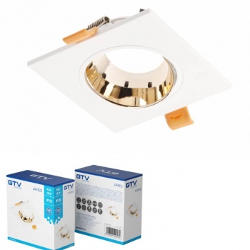 ARIES  IP20  GU10  gaismekļa  korpuss , PC, kvadrātveida , baltzelta  krāsā