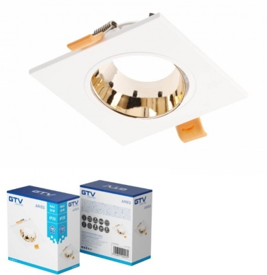 ARIES  IP20  GU10  gaismekļa  korpuss , PC, kvadrātveida , baltzelta  krāsā