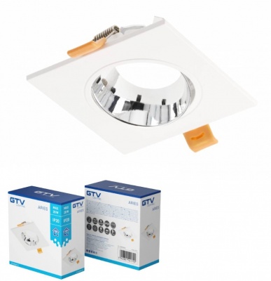 ARIES  IP20  GU10  gaismekļa  korpuss, PC , kvadrātveida , balts-hroms