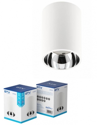 ARIES GU10  griestu  gaismekļa  korpuss, PC , 73 x 105 mm , IP20 , apaļš , balts-hroms