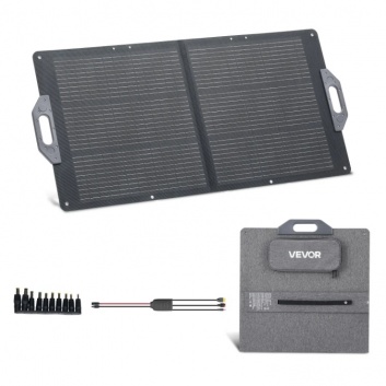VEVOR  100 W  salokāms  saules  panelis , 24 %  augstas  efektivitātes  pārnēsājams  monokristālisks  saules  panelis  ar  MC4 izeju, USB-A, C tipa, IP65